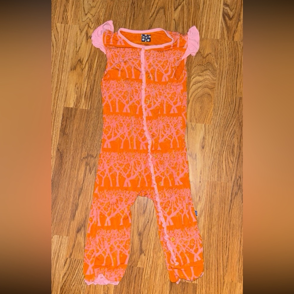 KicKee Pants Orange and Pink Button-Up Jumper
